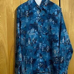 Blue Patterned Long Sleeve Shirt